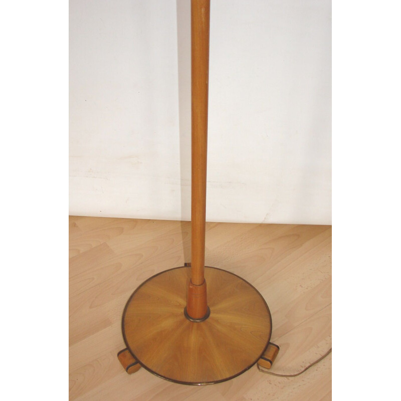 Floor lamp Mid century wood and brass 1960