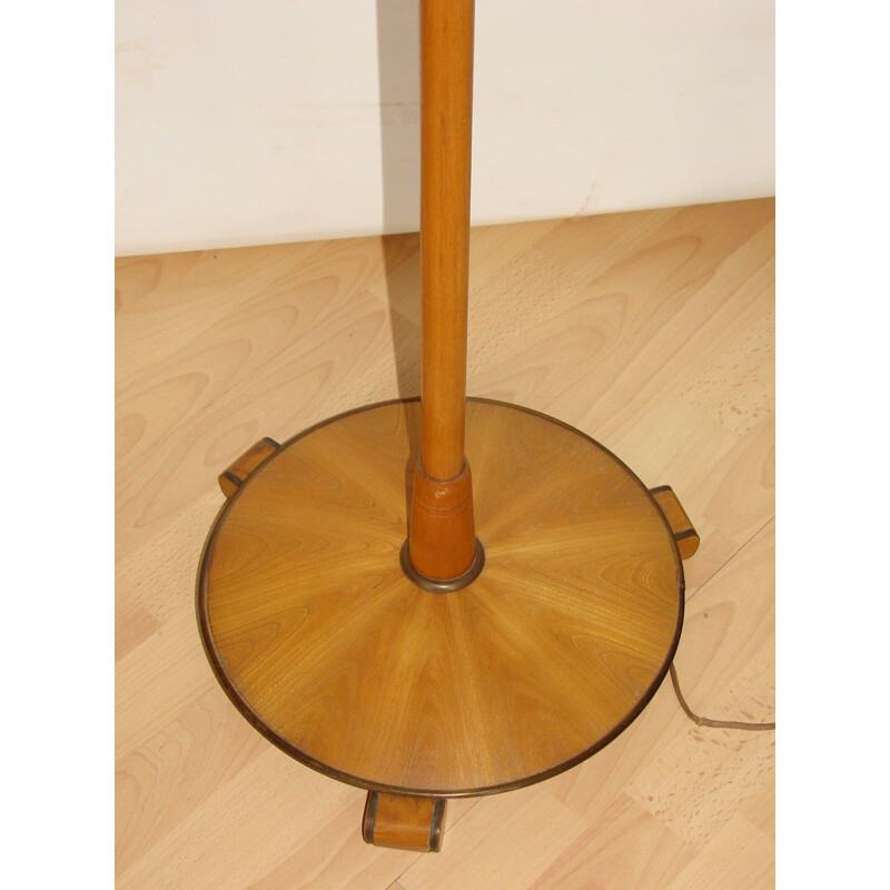 Floor lamp Mid century wood and brass 1960