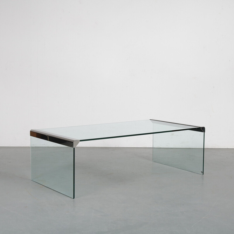 Vintage glass coffee table by Pierangelo Gallotti, Italy 1970