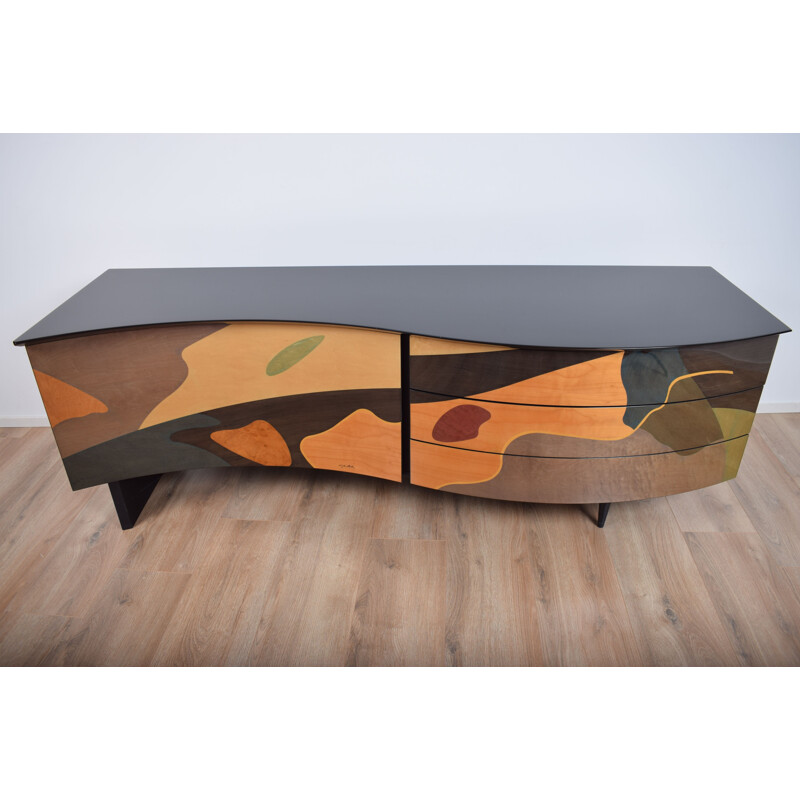 Sideboard inlaid wood by Carlo Malnati 1980