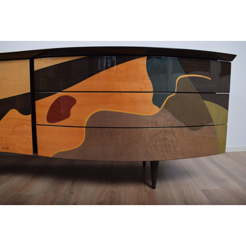 Sideboard inlaid wood by Carlo Malnati 1980