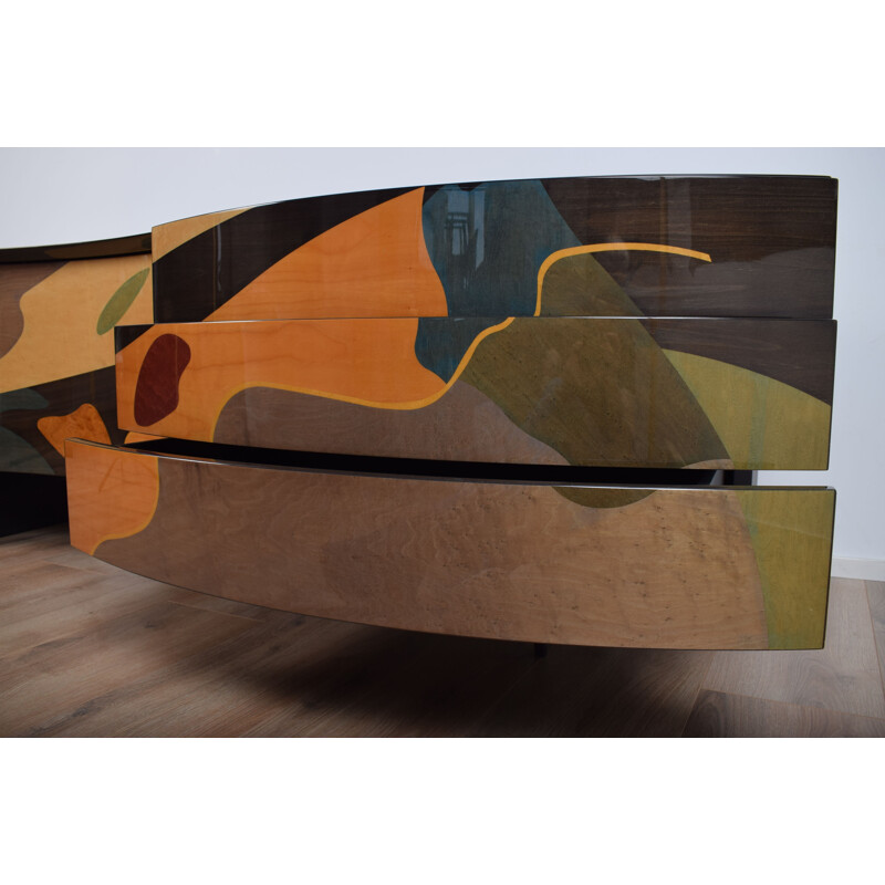 Sideboard inlaid wood by Carlo Malnati 1980