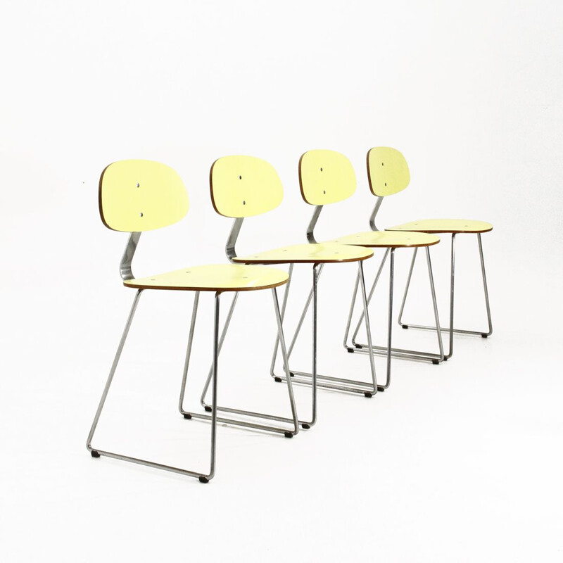 4 chairs in yellow formica by Georges Coslin for 3V arredamenti, 1950s