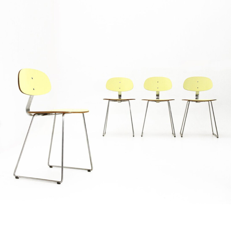 4 chairs in yellow formica by Georges Coslin for 3V arredamenti, 1950s