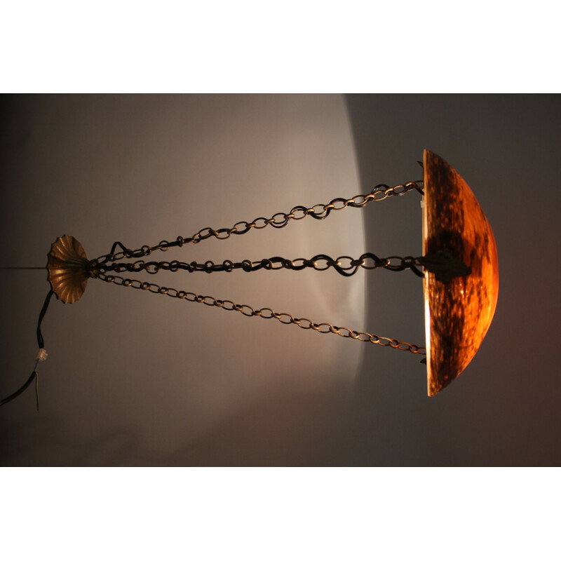 French style Schneider Art Glass Bowl Hanging Pendant Light