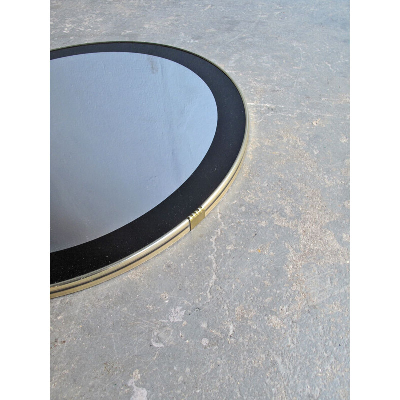 Vintage round mirror with black frame 1960