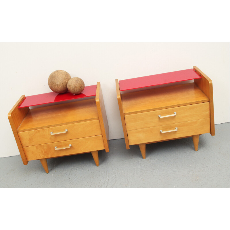 Pair of vintage "Duo XS" chests of drawers in maple, Germany 1950