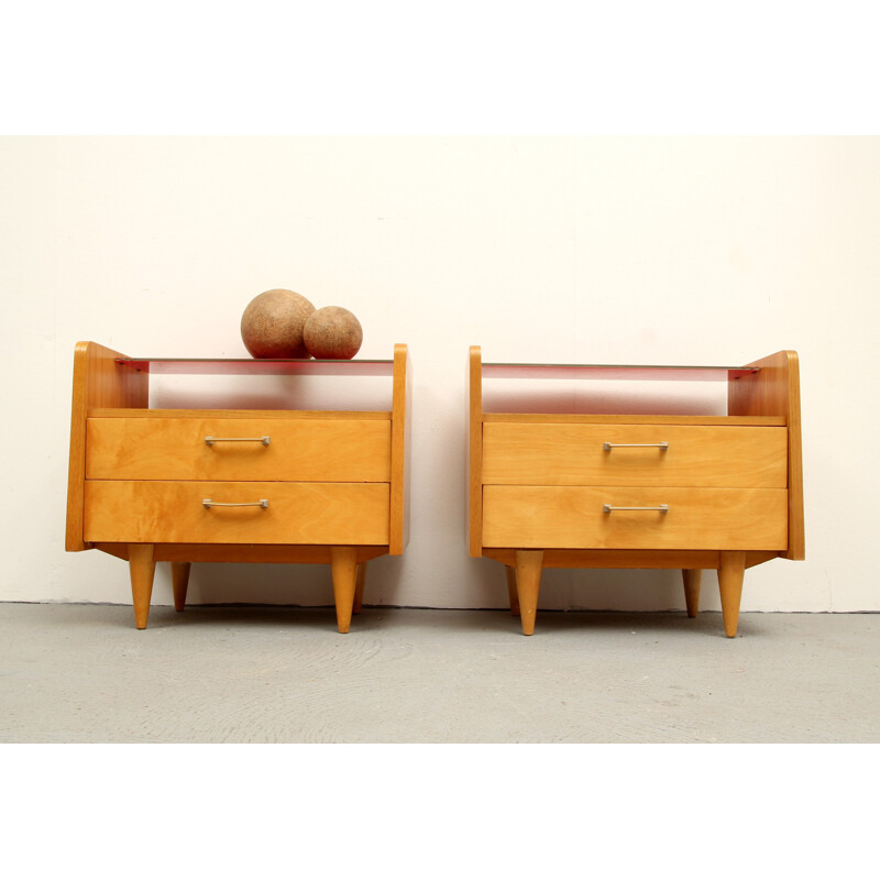 Pair of vintage "Duo XS" chests of drawers in maple, Germany 1950