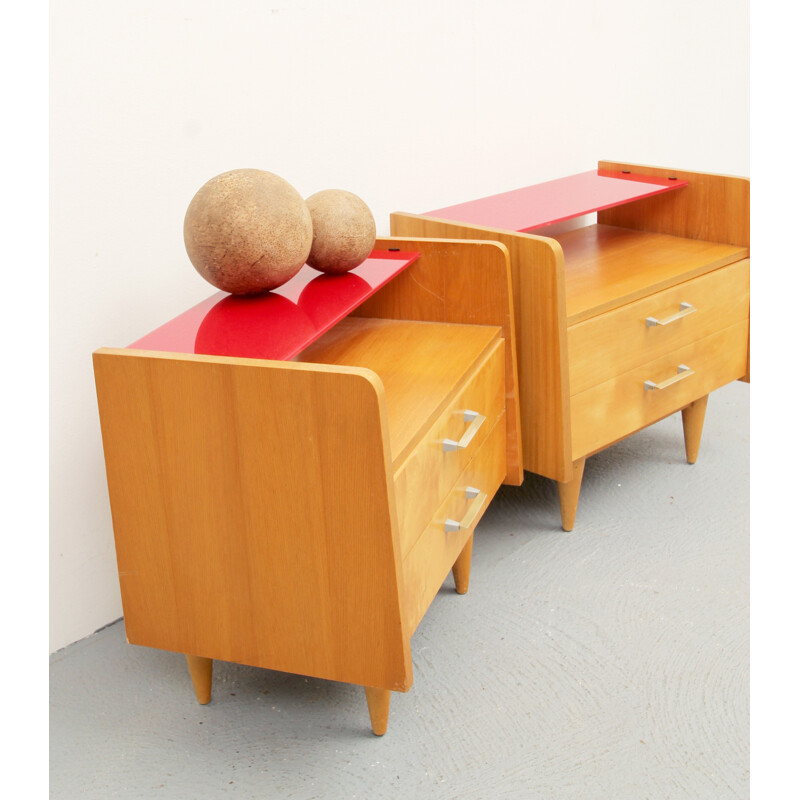 Pair of vintage "Duo XS" chests of drawers in maple, Germany 1950