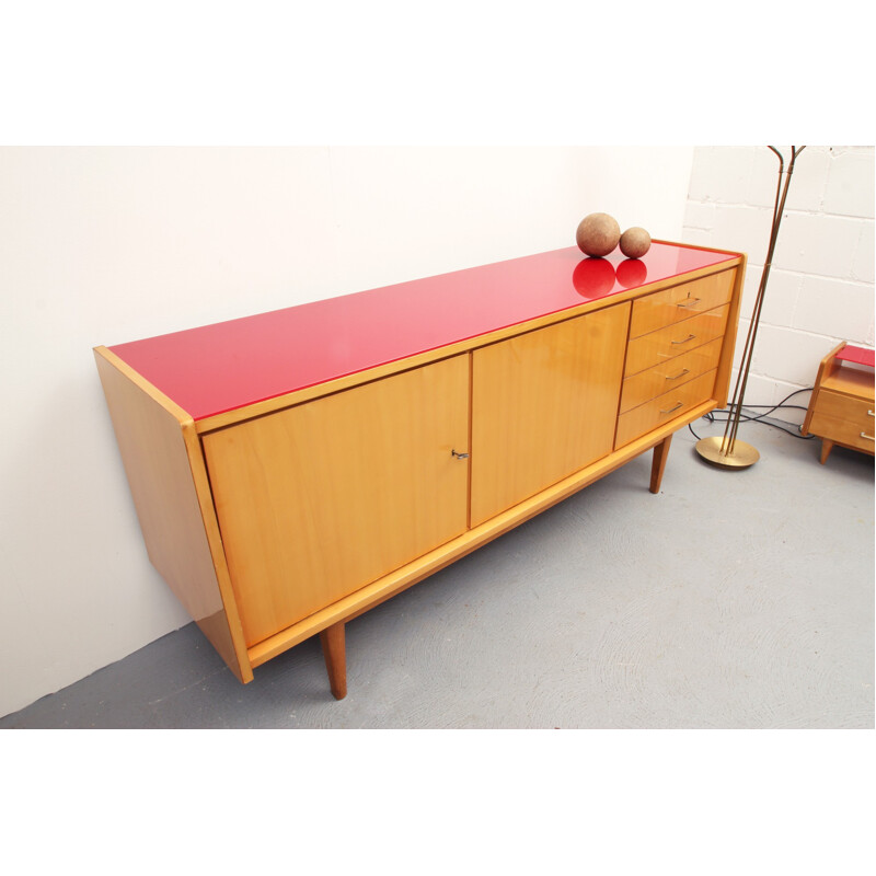 Sideboard in maple with glass top - 1950s