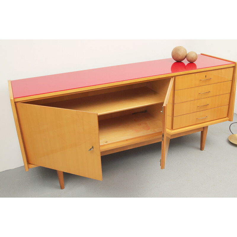 Sideboard in maple with glass top - 1950s