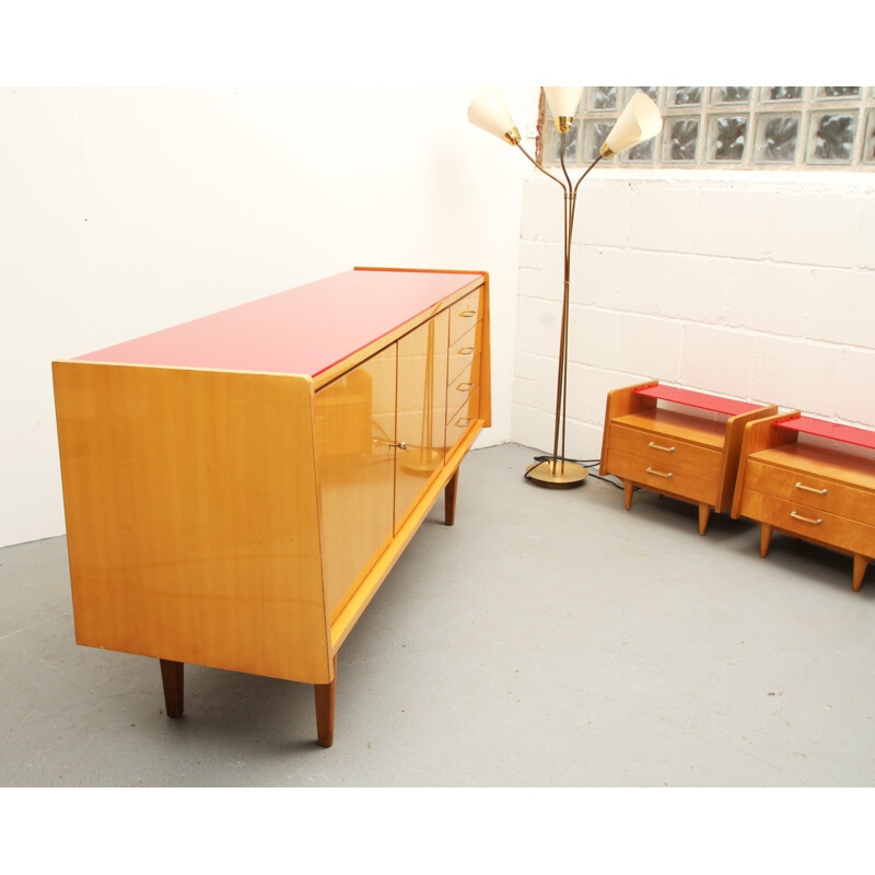 Sideboard in maple with glass top - 1950s