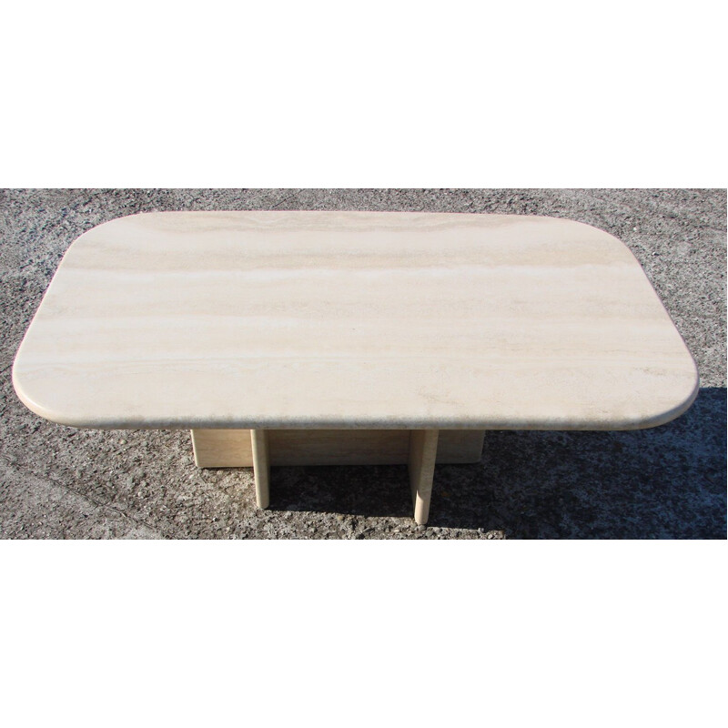 Vintage heavy Italian travertine table 1970