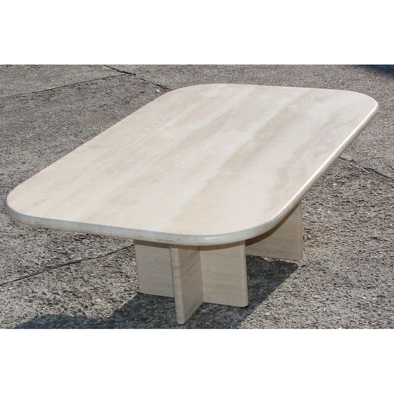 Vintage heavy Italian travertine table 1970