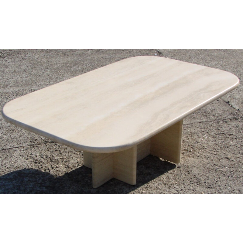 Vintage heavy Italian travertine table 1970