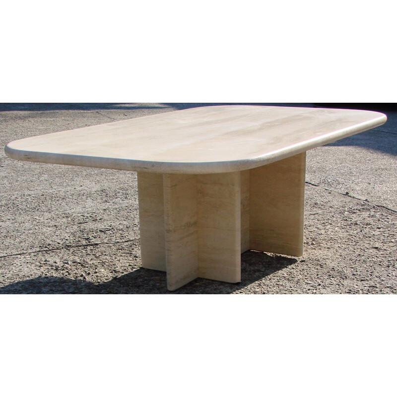 Vintage heavy Italian travertine table 1970