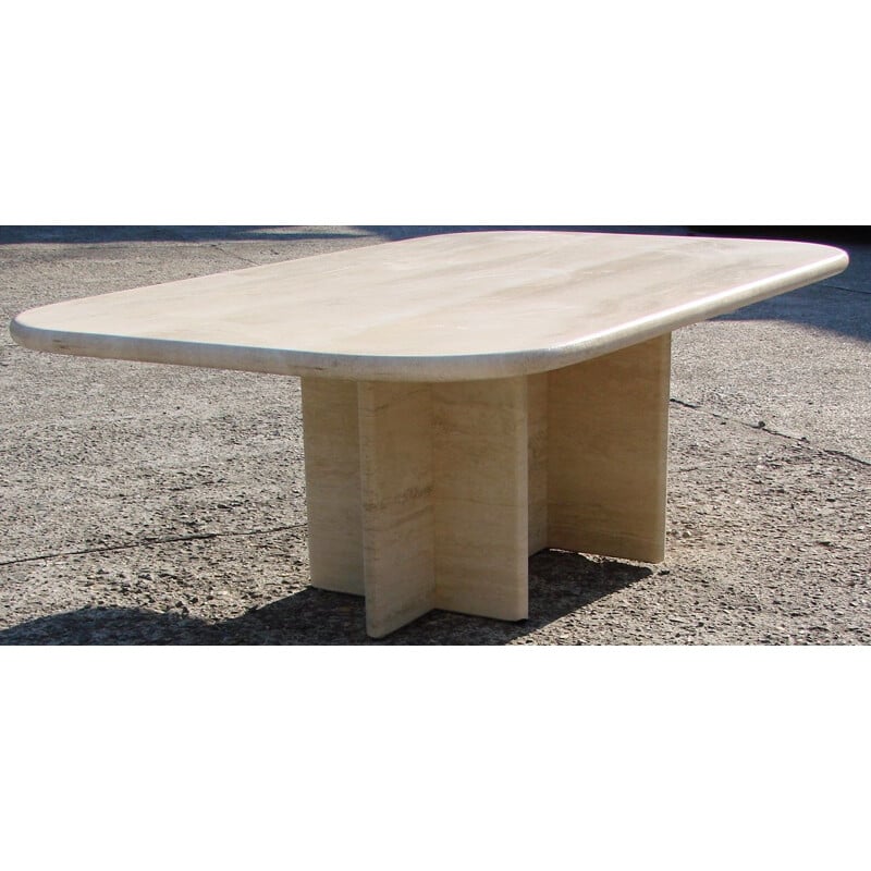 Vintage heavy Italian travertine table 1970