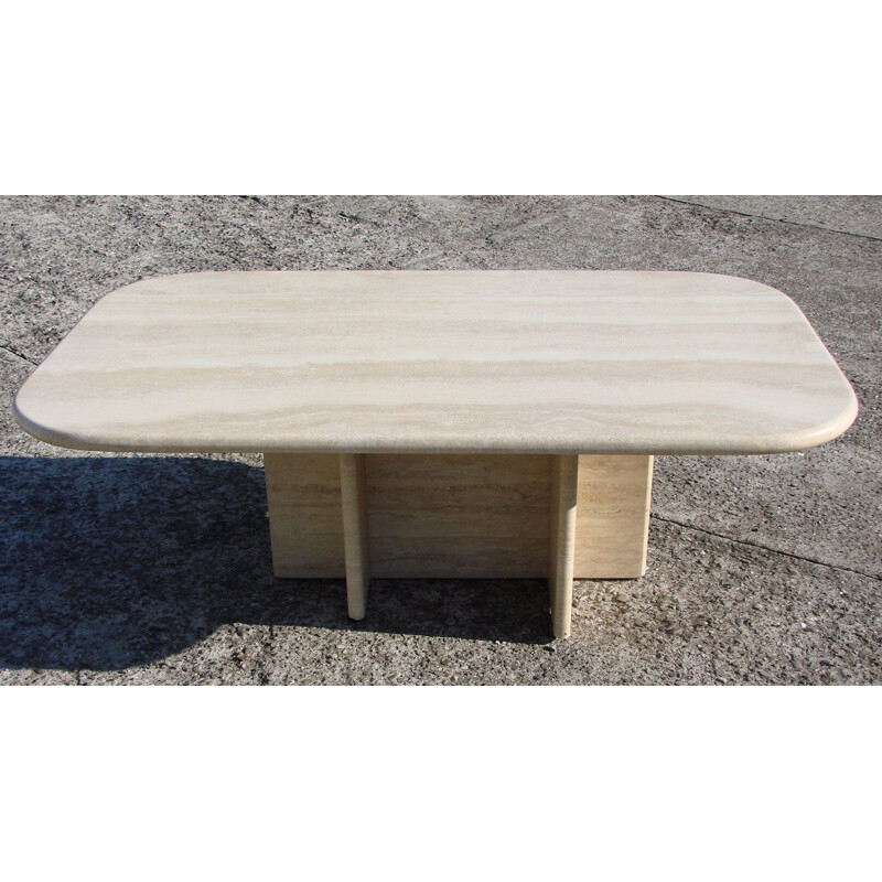 Vintage heavy Italian travertine table 1970