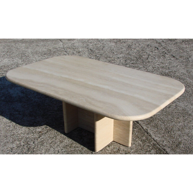 Vintage heavy Italian travertine table 1970