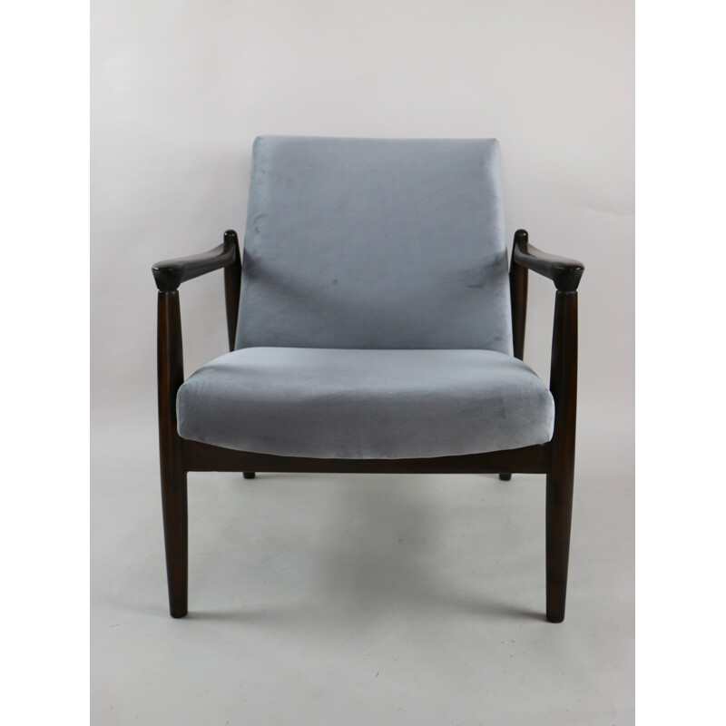 Vintage Grey Velvet Armchair by Edmund Homa, 1970s