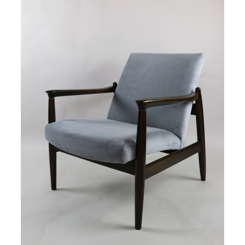 Fauteuil vintage en velours gris d'Edmund Homa, 1970