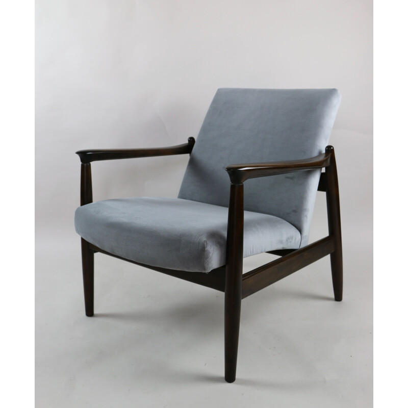 Vintage Grey Velvet Armchair by Edmund Homa, 1970s