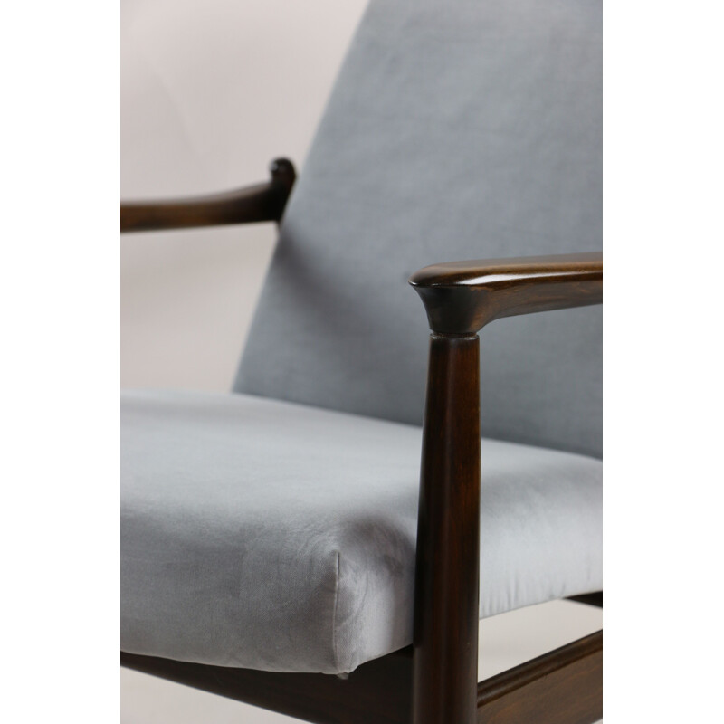 Vintage Grey Velvet Armchair by Edmund Homa, 1970s