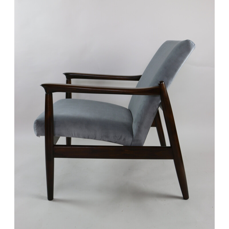 Vintage Grey Velvet Armchair by Edmund Homa, 1970s