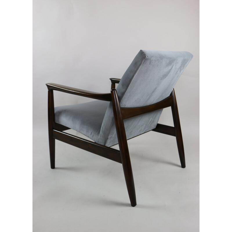 Vintage Grey Velvet Armchair by Edmund Homa, 1970s