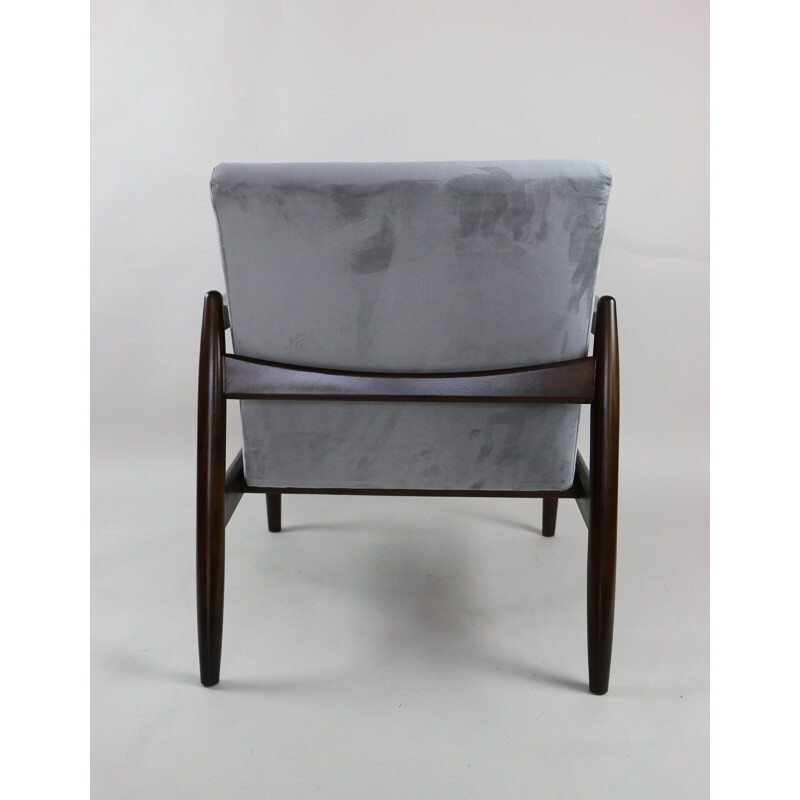 Vintage Grey Velvet Armchair by Edmund Homa, 1970s