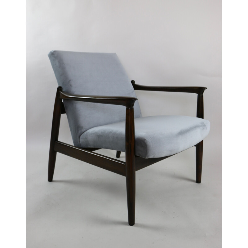 Vintage Grey Velvet Armchair by Edmund Homa, 1970s