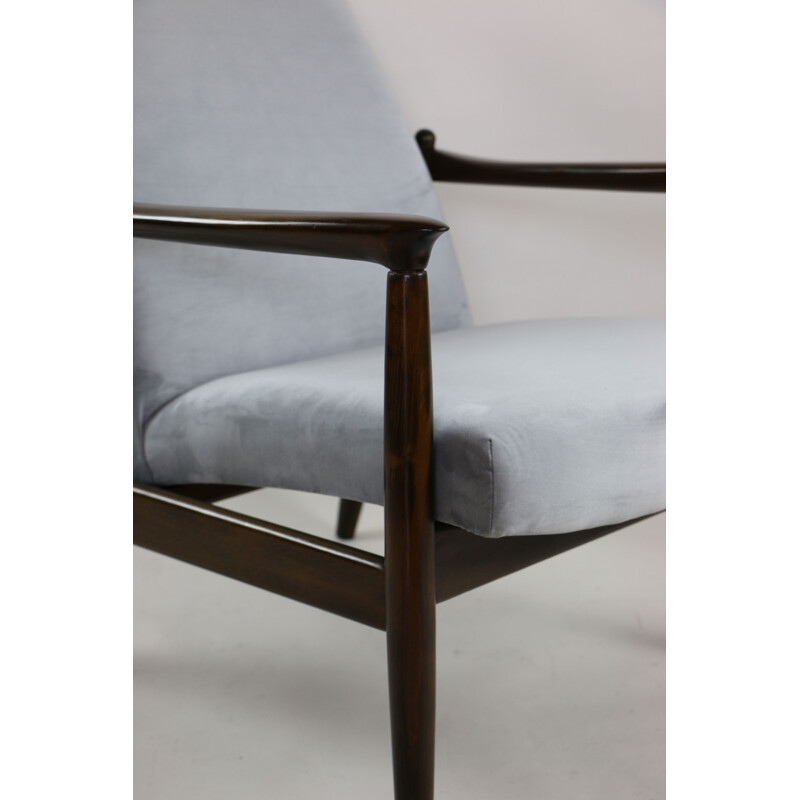 Vintage Grey Velvet Armchair by Edmund Homa, 1970s