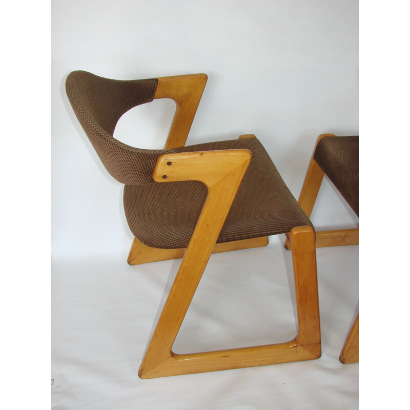 Pair of Casala chairs, beech wood and fabric 1960s