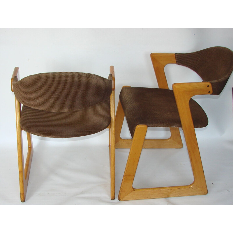 Pair of Casala chairs, beech wood and fabric 1960s