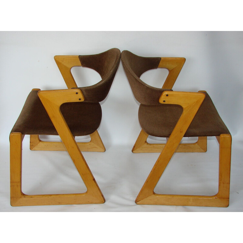 Pair of Casala chairs, beech wood and fabric 1960s