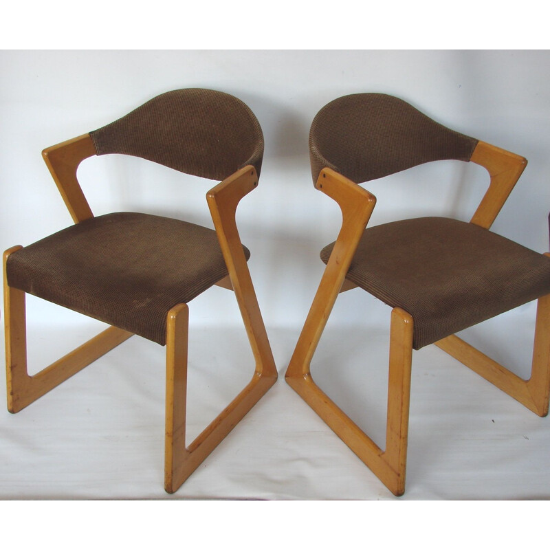 Paire de chaises vintage Casala, en hêtre et tissu, 1960