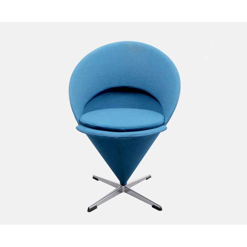 "Cone" chair in blue fabric, Verner PANTON - 1960s