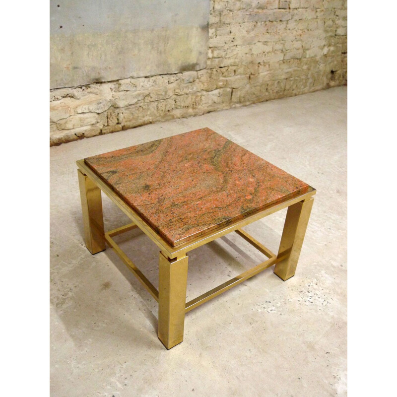 Coffee table marble and golden aluminium marble 1970