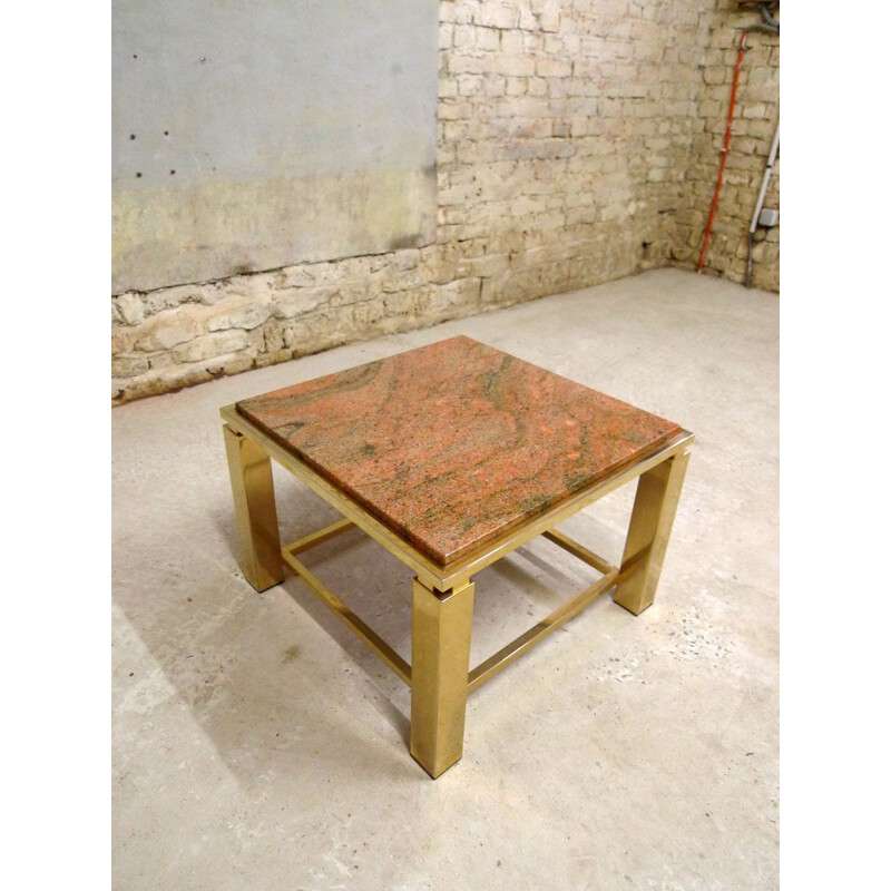 Coffee table marble and golden aluminium marble 1970