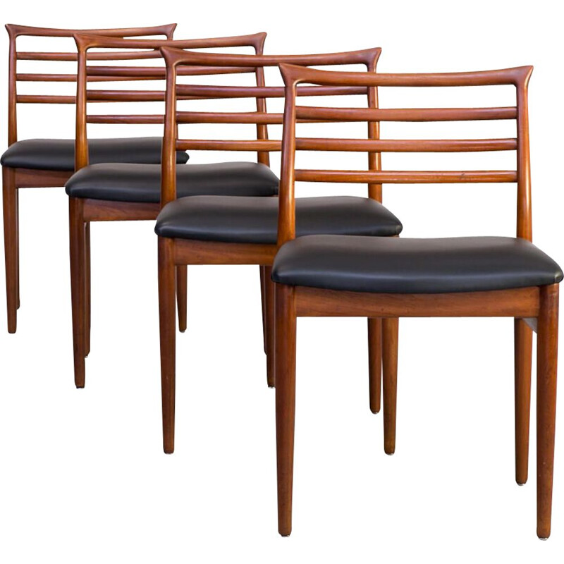 Ensemble 4 chaise de salle à manger Erling Torvits pour Soro Stolefabrik 1960 