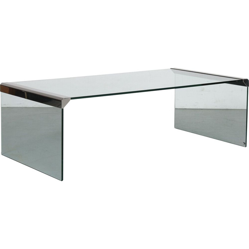 Table basse vintage en verre par Pierangelo Gallotti, Italie 1970