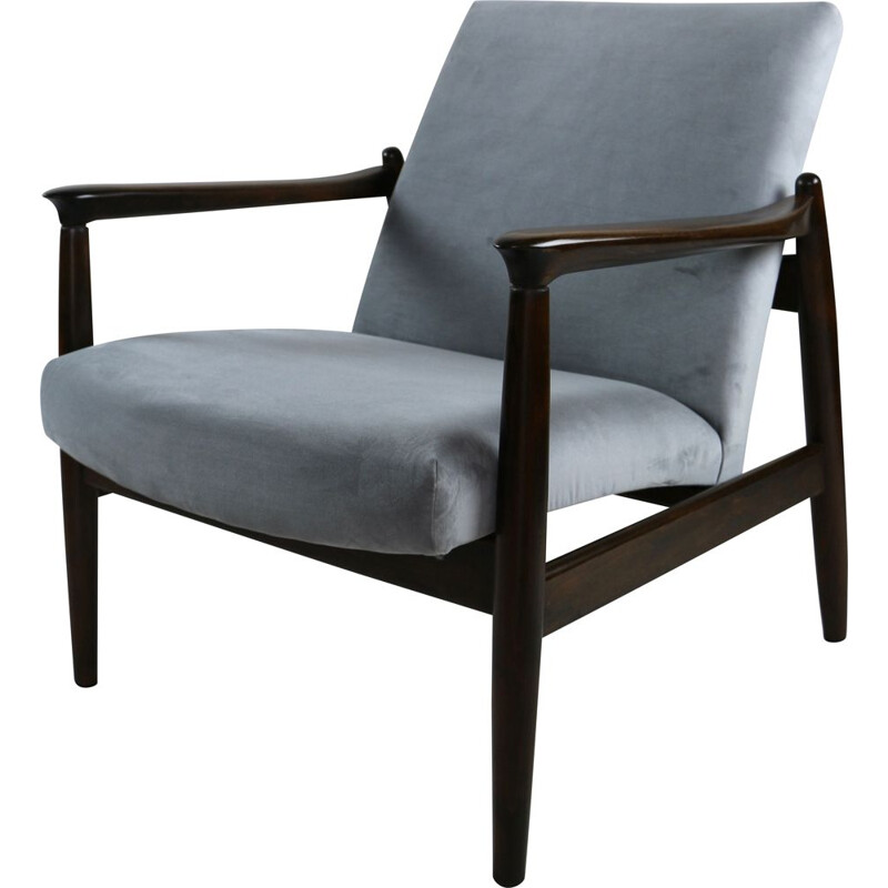 Vintage Grey Velvet Armchair by Edmund Homa, 1970s