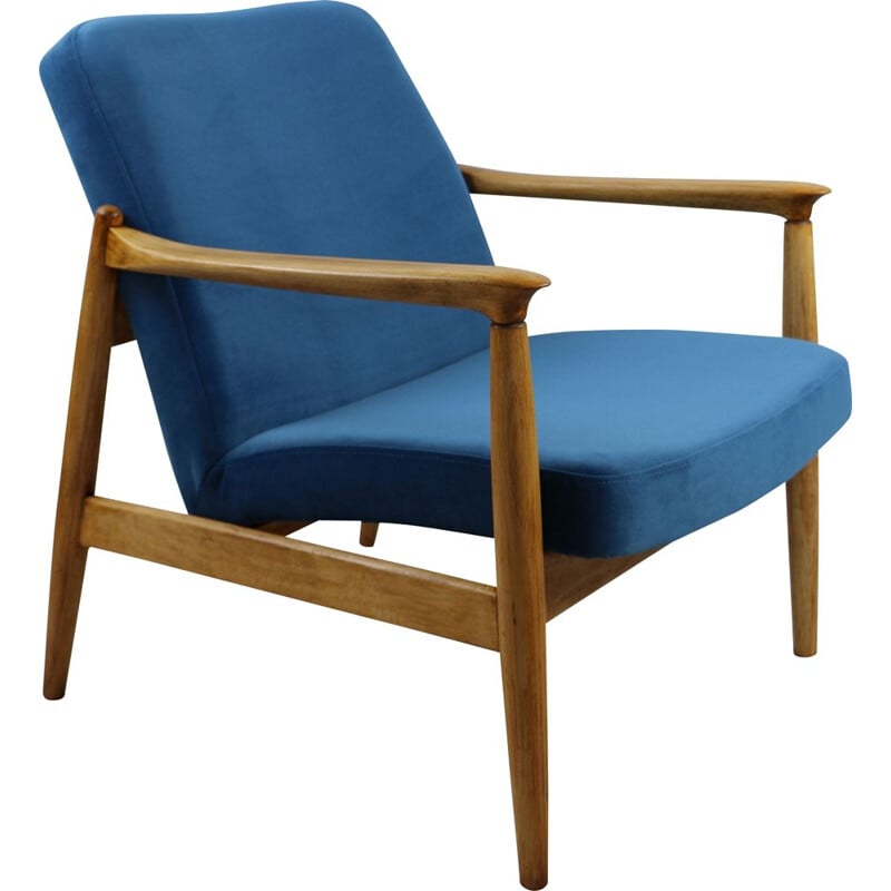 Fauteil lounge vintage en jade bleu d'Edmund Homa, 1970