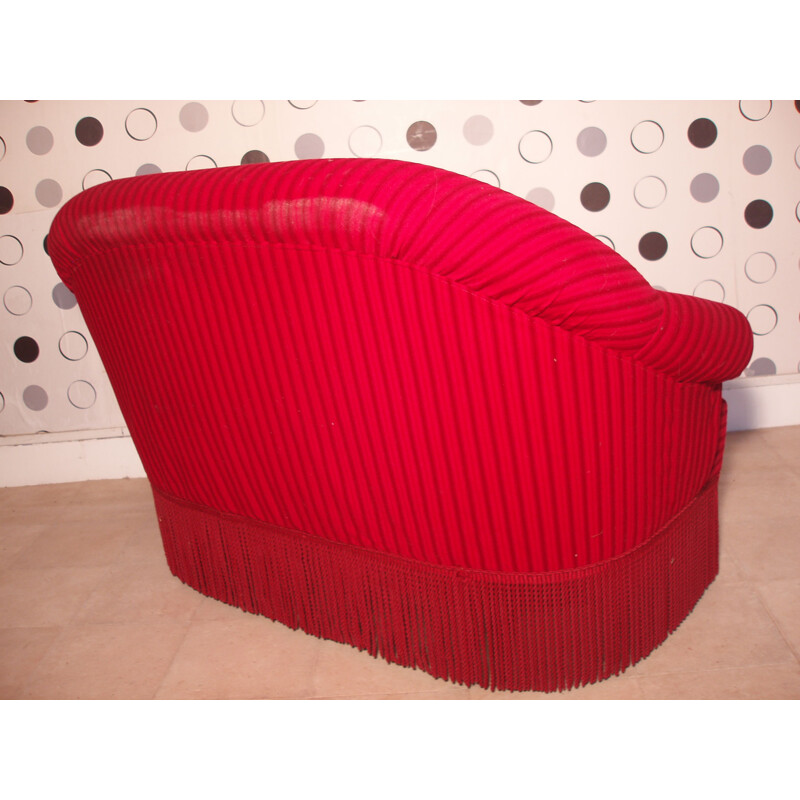 Canapé Vintage 2 places en velours rouge