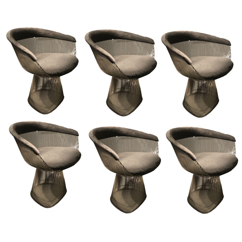 Set of 6 vintage armchairs by Warren Platner