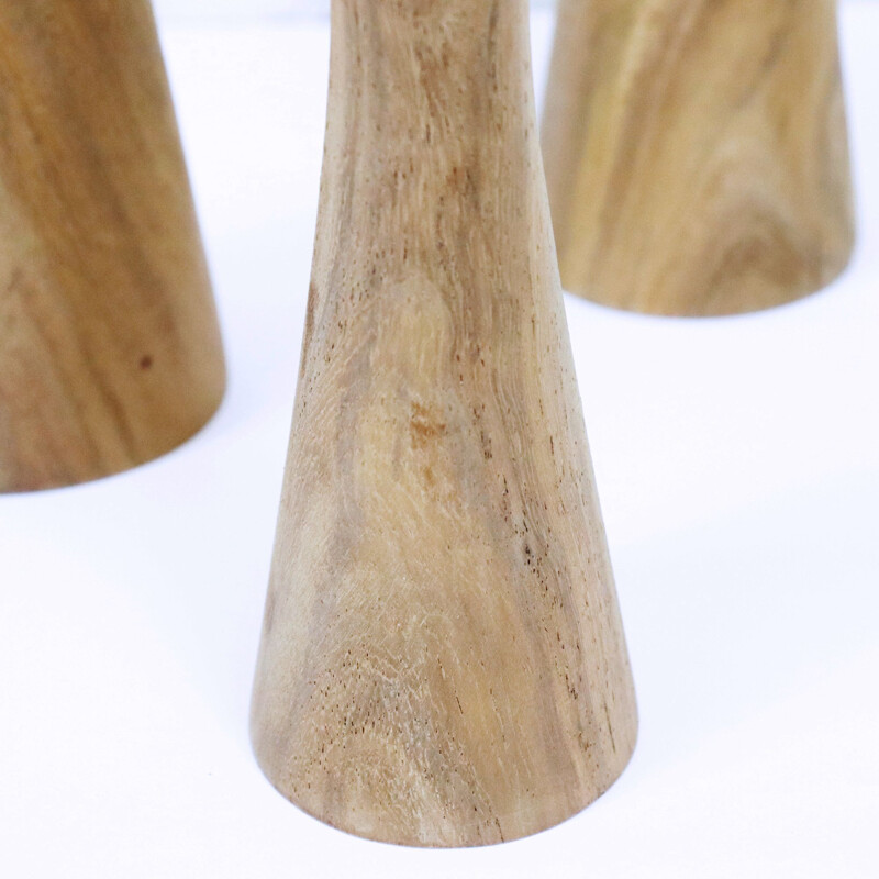 Vintage candlesticks in solid Scandinavian teak Sweden