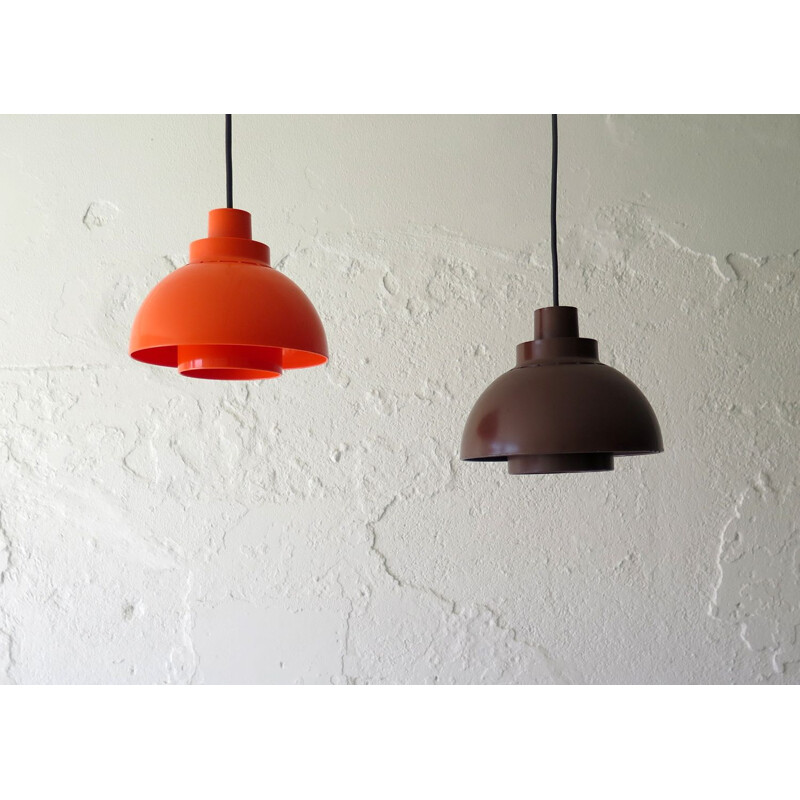 Vintage plastic hanging lamp, orange or brown 1970