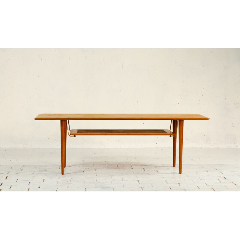 Vintage teak coffee table by Peter Hvidt and Orla Molgaard Nielsen, FD516 Denmark, 1956