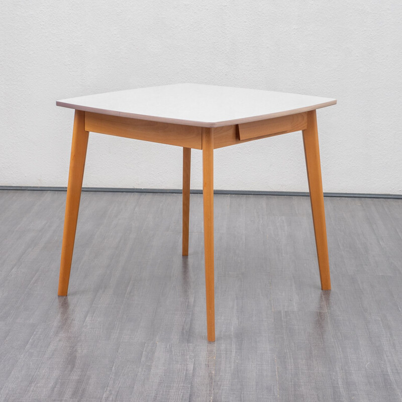 Square kitchen table grey-white formica 1950s