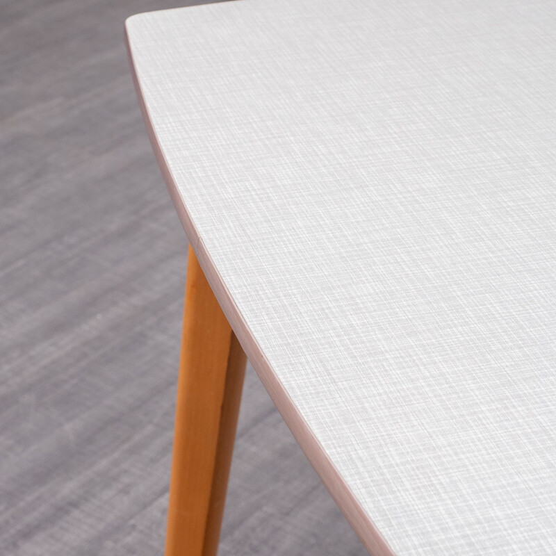 Square kitchen table grey-white formica 1950s